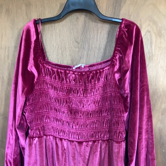 Relisted LC Lauren Conrad smocked flounce hem velvet dress boho size XXL - Picture 4 of 17